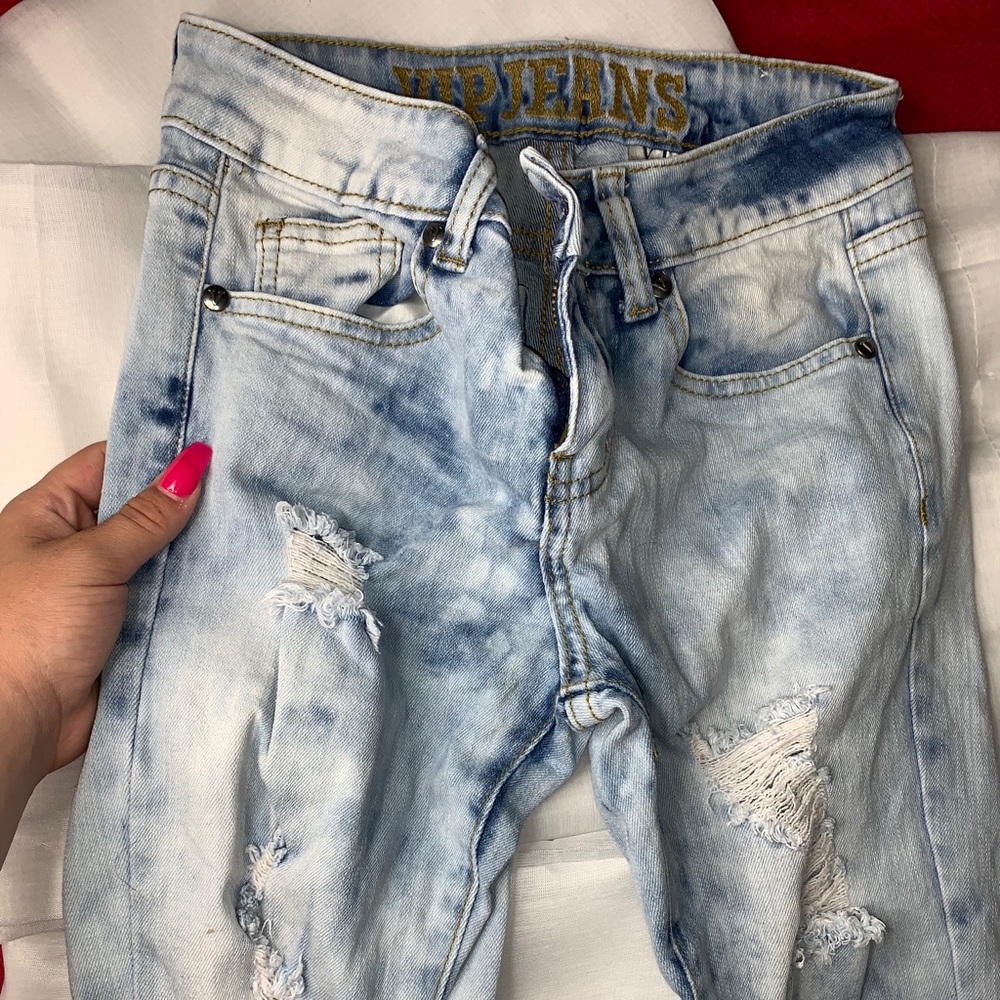 Size- xxs light wash distressed jeans
